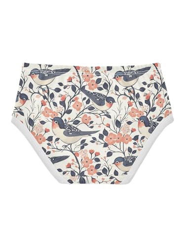 ZZKKO Birds and Flowers Girls Underwear Toddler Panties for Girls Comfort Brief Size 2-8T2