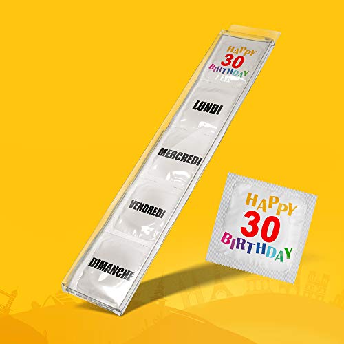 Préservatif Humoristique - Pack de 5 - Idée de Cadeau Drôle - Imprimé en France - En Latex Fin et Résistant - ANNIVERSAIRE 30 ANS
