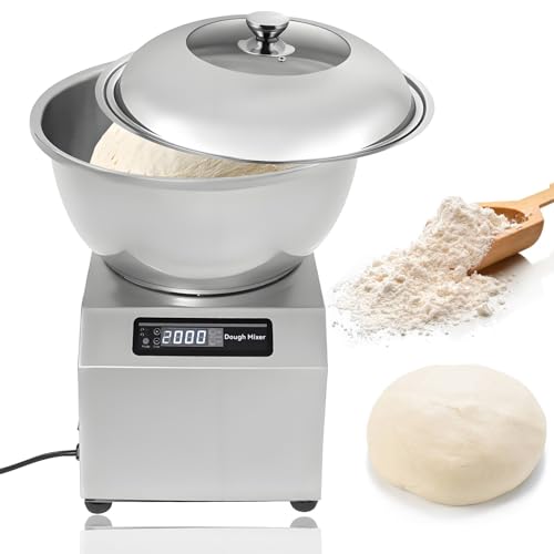 HCAUYNN Amasadora Comercial 8KG (18LBS) Capacidad - Motor Amasadora Espiral 1800W, Amasadora Espiral Doble Rotación, Cuenco y Tapa de Acero Inoxidable para Panaderías y Pizzerías 5kg(11lbs)