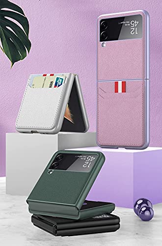 Compatível com capa Samsung Galaxy Z Flip 3 5G, capa leve de couro Capas de proteção completa com ca