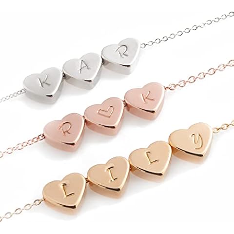 Tiny Heart Initial Necklace Personalized Gift Hand Stamped Delicate Initial Heart Pendant Bridesmaid Wedding, Birthday Best Graduation Day Gift Cover