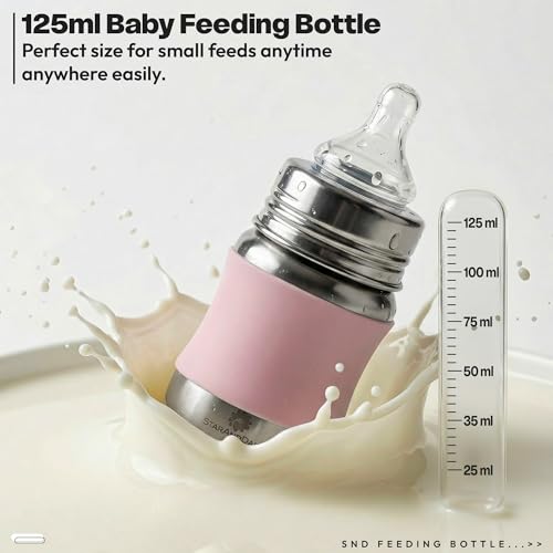 Image of StarAndDaisy Baby Milk Bottle for new Born /Infant /Toddler 140 ML SUS 304 Steel Baby Feeding Bottle for 0+ Months, BPA Free Leakproof Bottle, Anti Colic, Easy to Clean