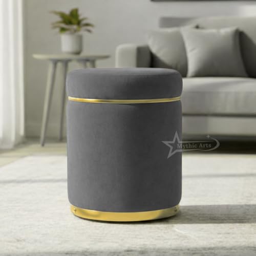 Image of Ottoman Stool for the Living Room Ottoman Pouffes for Sitting, Puffy Stool for Living Room Dressing Table Stool Grey