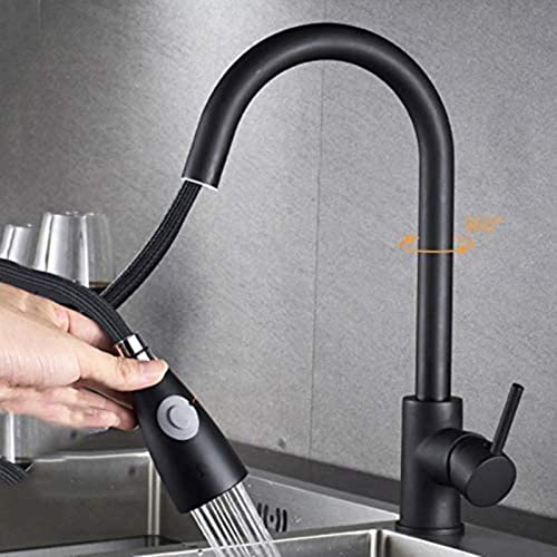 Robinet de cuisine noire anti-éclaboussures avec douchette - 4
