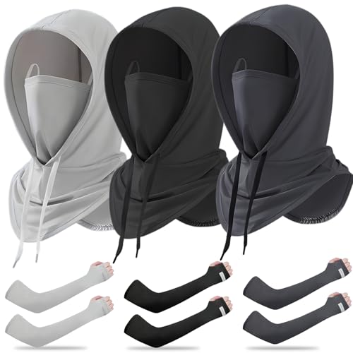 La mejor comparación de Pasamontañas para Hombre los mejores 10. 47 BSMKD 3 Piezas Pasamontañas con Mangas para Brazos UV Hombre y Mujeres, UPF 50+ Protección UV Integral,Transpirable y Refrescante,para Deportes, Motocicleta, Ciclismo, Tres...