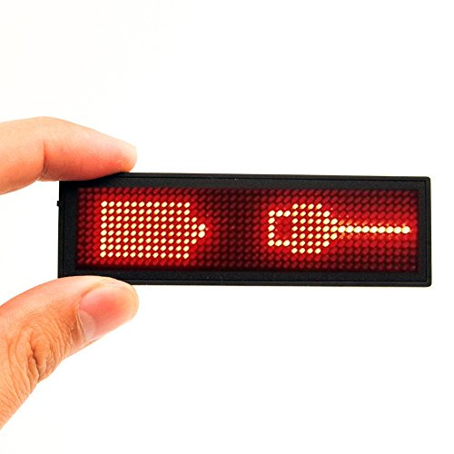 SOCW Red LED Name Tag, Reuseable Price Tag Rechargeable LED Business Card Screen with 44x11 Pixels USB Programming Digital Sign Temperature Display for Restaurant Shop Exhibition Nightclub Hotel