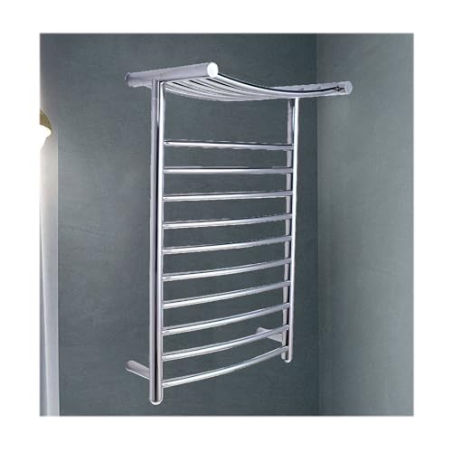 WRJAHCG Handtuchhalter Elektrisch Wandmontierter,Elektrischer Badheizkörper Mit Oberer Ablage,Handtuchheizkörper Elektrisch Handtuchtrockner Mit Thermostat,Silber,Plug in Right