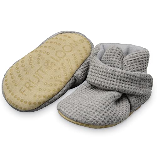 Image of Fruit of the Loom Cozy Thermal Wrap Booties with Non-slip Grips for Baby Girls, Boys, Unisex -
