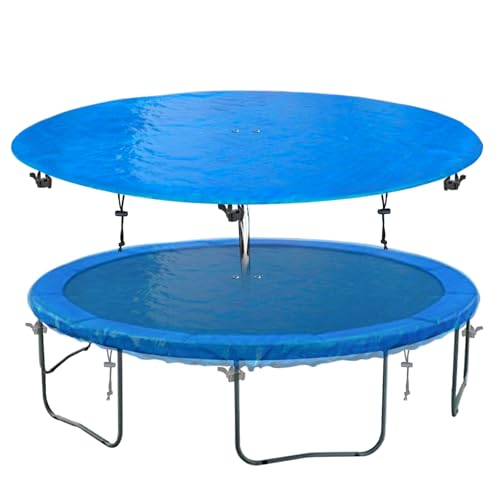 SIHAIAN 14 Ft Winter Trampoline Cover 8-16 Ft Trampoline Cover, Easy to Install Trampoline Protective Cover, Waterproof Trampoline Covers, Anti-UV, Snow, Dust-Proof Trampoline Weather Cover Blue