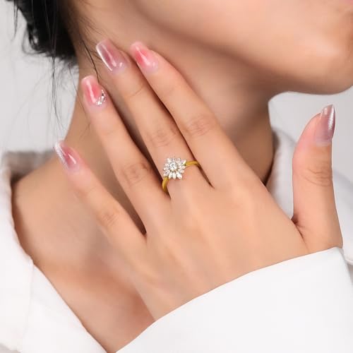 Engagement Rings for Women, s925 Sterling Silver Rings Moissanite Diamond Wedding Band for Women Promise Eternity Ring for Her, Size3-103