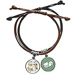 Material: -Pulsera: cuero negro de alta calidad y duradero; -Encanto: Metal
