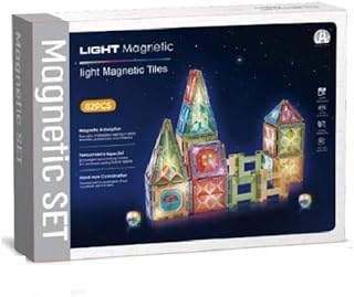 لعبة مجموعة بلاط مغناطيسي من 82 قطعة مع إضاءة