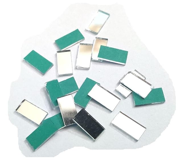 Shisha Mirror Frames and Mirrors for Embroidery Work, Crochet, Bohemian, Art & Crafts Material, Blouse, Neck Design Making (125 Pcs 15MM Rectangle Shape)
