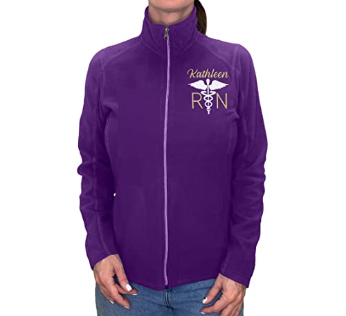 Women's Custom RN Fleece Nurse Jacket - Personalized Embroidered, Lightweight Medical Jacket3