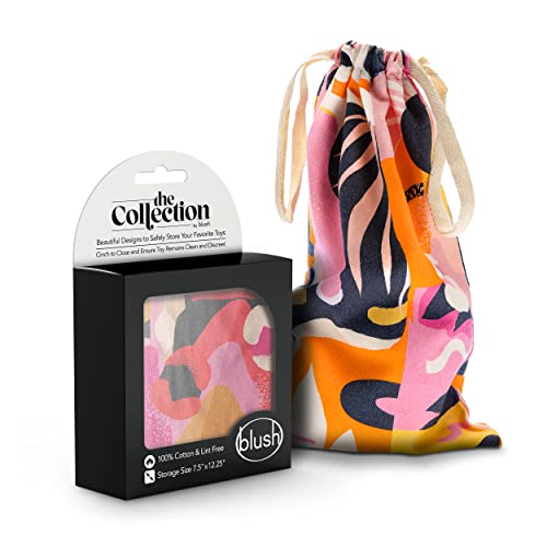 Blush The Collection Cotton Toy Bag - Safe Storage for Adult Toys - Lint Free Drawstring Travel Bag - Machine Washable - Adult toy Organizer - Stores Large to Small Dildos Vibrators Strokers - Burst