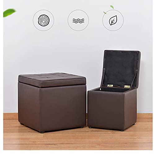 Repose-pieds ottoman en polyuréthane noble avec assise en mousse élastique et coffre de rangement - 6