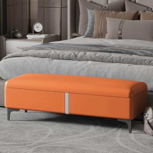 Banc ottoman extra long en cuir capitonné avec coffre intégré - 6
