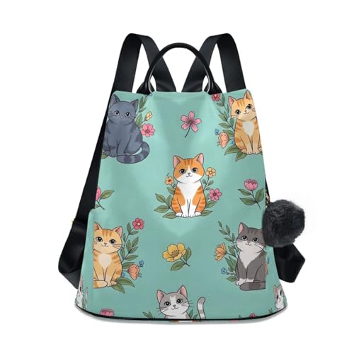 Bolsa de viaje verde azulado con gatos florales para regalar momentos de ilusión