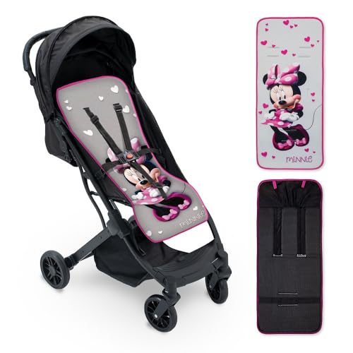 Interbaby Colchoneta Silla Paseo Universal para Verano | Transpirable y Cómoda | Funda Carro Bebe 100% Algodón, 84x34cm, Protectores para Arnés | Funda Silla Paseo Minnie Blossons