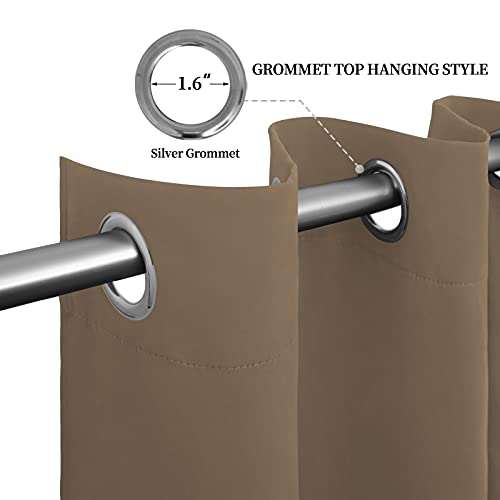 Image of Easy-Going Blackout Curtains for Bedroom, Solid Thermal Insulated Grommet and Noise Reduction Window Drapes, Room Darkening Curtains for Living Room, 2 Panels (52x63 in,Camel)