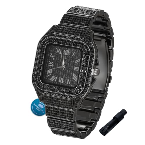 Montre en or avec diamants iced out pour briller pendant les fêtes et soirées