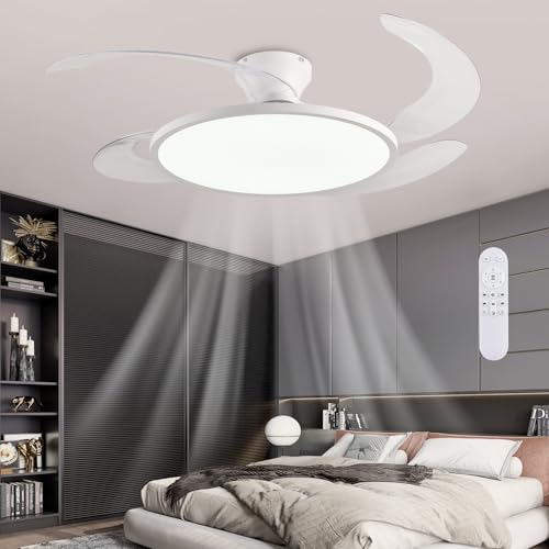 AHAWILL 48'' Retractable Ceiling Fan,Full Spectrum Low Profile Ceiling Fan