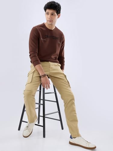 Image of Spykar Men's Mid Rise Regular Fit Cotton Pant (8907966888326P)