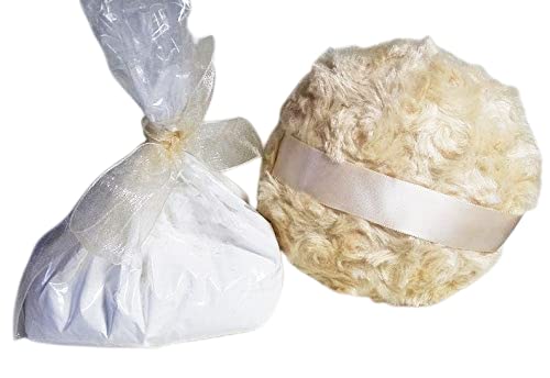 De'esse Boutique Value Set White Floral Scented Silk Powder Refill Bag and Powder Puff
