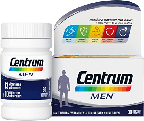 Centrum Men Multi Vitamines et Minéraux, 13 Vitamines et 10 Minéraux, Complément Alimentaire, Pour Homme, 30 comprimés