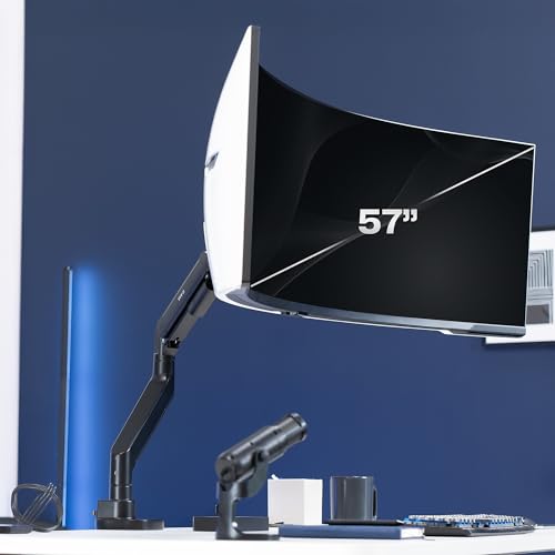 VIVO STAND-GT57 Bras de moniteur ultra large pour écrans de 57" jusqu'à 27 kg, support de bureau pour TV et moniteur conçu pour Samsung Odyssey Ark, Neo G9, ViewFinity S9, et plus encore, noir – Image 3