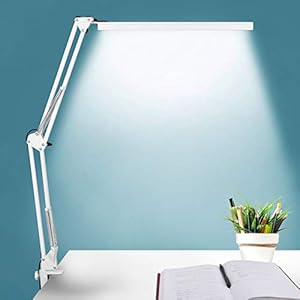 Lampe de Bureau LED, BZBRLZ Lampe de Table Architecte Pliable avec Clamp, Luminosité infinie réglable, Lampe de table dimmable Attentionnée, 3 Modes de Couleur, Commande à un Bouton
