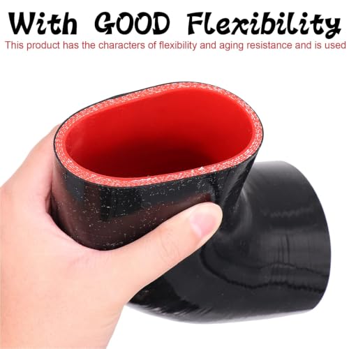 Image of 45 Degree 2-1 /2 to 3 inch(63-76mm) Silicone Reducer Coupler Hose, 4-Ply Reinforced Wall Thickness 5mm, Length 4inch(102mm) with 2PCS Clamps for Turbo /Intercooler /Intake /Exhaust Piping
