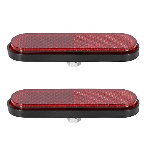 F FIERCE CYCLE Pair M6x1.0 Red Oval Universal Screw Mount Reflective Warning Reflector for Motorcycle Bike