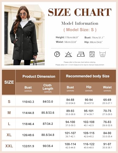 UMIPUBO Damen Winter Mantel Warmer Parka Lang Winterjacke Mit Kapuze Women’s Elegant Mantel Thermo Jacken