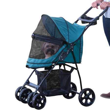 PSK PET MART No-Zip Happy Trails Lite Pet Stroller, Zipperless Entry, Pine Green