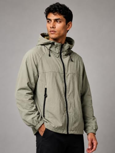 Image of CHKOKKO Windcheater Jacket For Men With Hood UPF 50+ UV Sun Protection | Lightweight Breathable Water-Repellent Windbreaker | Nylon Fabric Outdoor Running Biker Dailywear Jacket