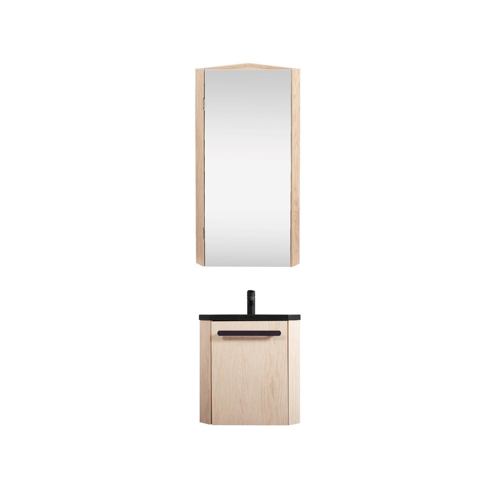 MOB-IN Ensemble Lave-Mains d'angle SKINO Suspendu avec Armoire Miroir