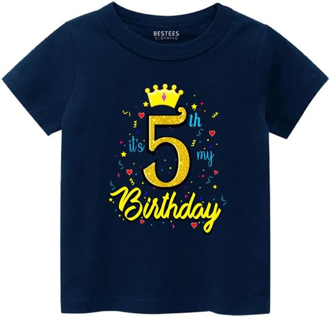 GenericZOOTEE Fashion Unisex Kids Boys & Girls Its My 5th Birthday Printed Round Neck Half Sleeve Cotton T-Shirts