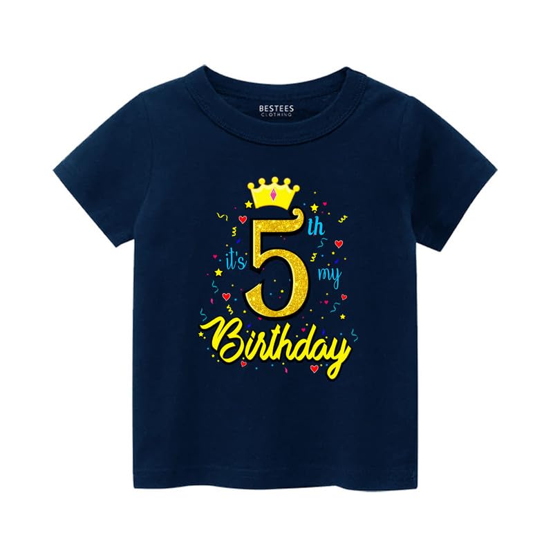 GenericZOOTEE Fashion Unisex Kids Boys & Girls Its My 5th Birthday Printed Round Neck Half Sleeve Cotton T-Shirts
