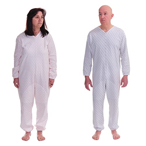 FERRUCCI COMFORT Pijama Antipañal Geriátrico en Algodon Hombre/Mujer para el Invierno - Prenda de Lana - Cremallera en la Espalda (Mujer, XXL)