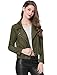 Allegra K Women Short Soft Zip Up Faux Suede Biker Moto Jacket Small Olive Green