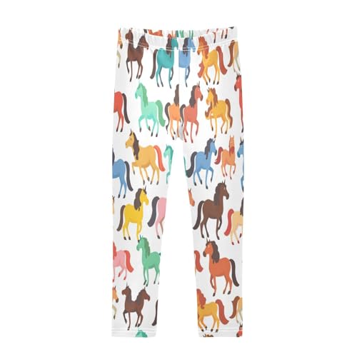 Bolaz Toddler Girls Leggings Printed Yoga Pants Leggings Blue Yellow Pink Horse for Kids