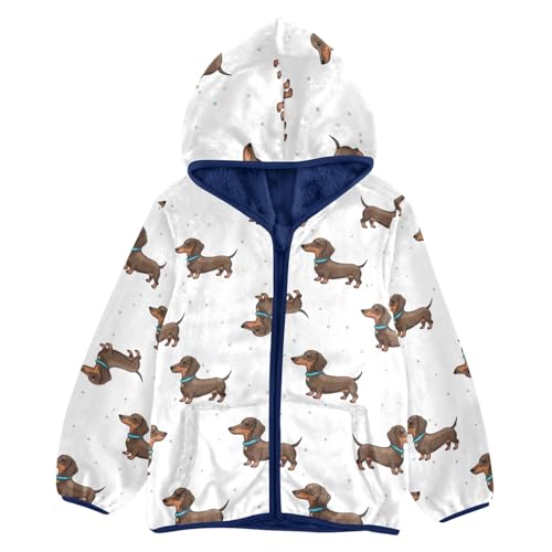 CHIFIGNO Cute Brown Dachshund Dogs Toddler Winter Jacket Soft Fall Jacket for Toddler Boy 3T