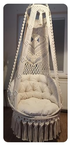 home decoration White Romantic Hammock Swing Chair, Hanging chair for garden, balcony,living room, Gift for mother,Gift for Grandma,gifts Used for living rooms, roofs, gardens, balconies,(80cm Swing o