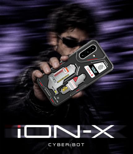 Image of KAPAVER iON-X Back Cover Case Compatible with Samsung Galaxy A18 /M17 5G /F17 5G /A17 /A17 5G (TPU + Poly Carbonate | Cyber Bot Smoke Black)