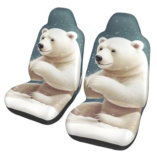 Housse de siège avant auto antidérapante et lavable motif ours polaire