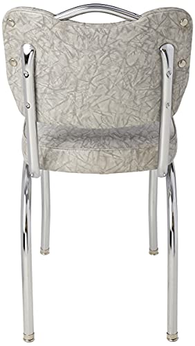 Richardson Seating Single Tone Channel Handle Back Retro Kitchen Chair With 2" Box Seat, Cracked Ice Grey, 18" #TOP2