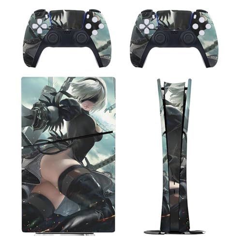PlayStation 5 Slim/PS5 Slim �p �X�L���V�[�� �����L�����N�^�[�� NieRAutomata �j�[�A�I�[�g�}�^ �����n��B�^ �{�̂ƃQ�[���R���g���[���[��p�X�e�b�J�[ �y�����݌v �f�W�^���E�G�f�B�V������p�z ���^�V�[�� �{��