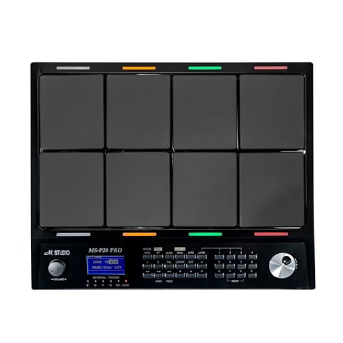 Image of M Studio MSP20 Pro Professional Electronic Drum Pad, 8 Velocity-Sensitive Pads, LCD Display, MIDI Controller for Live & Studio Use - Black