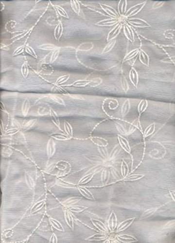 Tissu en mousseline de soie blanche brodée 112 cm pour vos grands jours